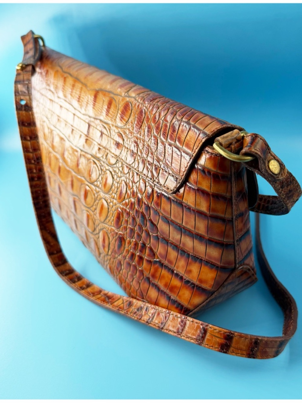 Brahmin Toasted Almond Collection Flap Crossbody Bag Leather Brown - Picture 2 of 8